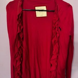 Abercrombie Red Ruffled Cardigan